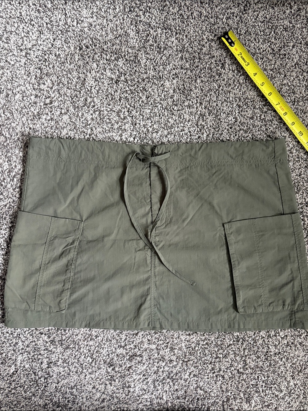 BP Olive Utility Pocket Mini Skirt with Zipper and Drawstring Waist. Size L